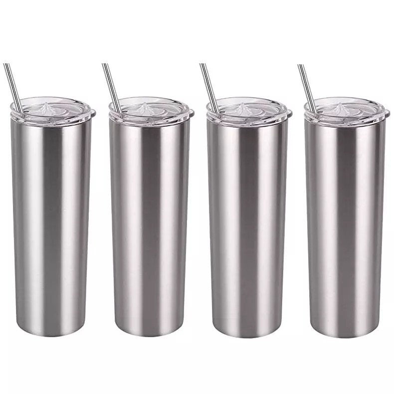 D S 8 Pack Sublimation Tumblers 20 oz Skinny Stainless Steel