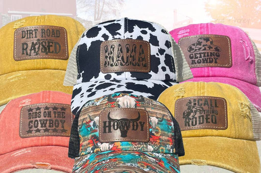 Western Country Distressed Trucker Hat Howdy Dirt Road Raised Trending Hat