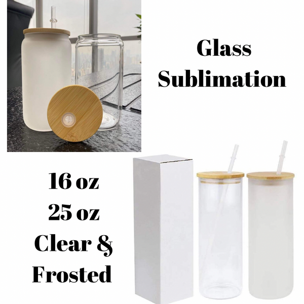 25oz Clear or Frosted Libbey Beer Glass Can with Bamboo or Silde