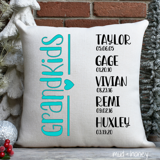 Grandkids Personalized Pillow Cover