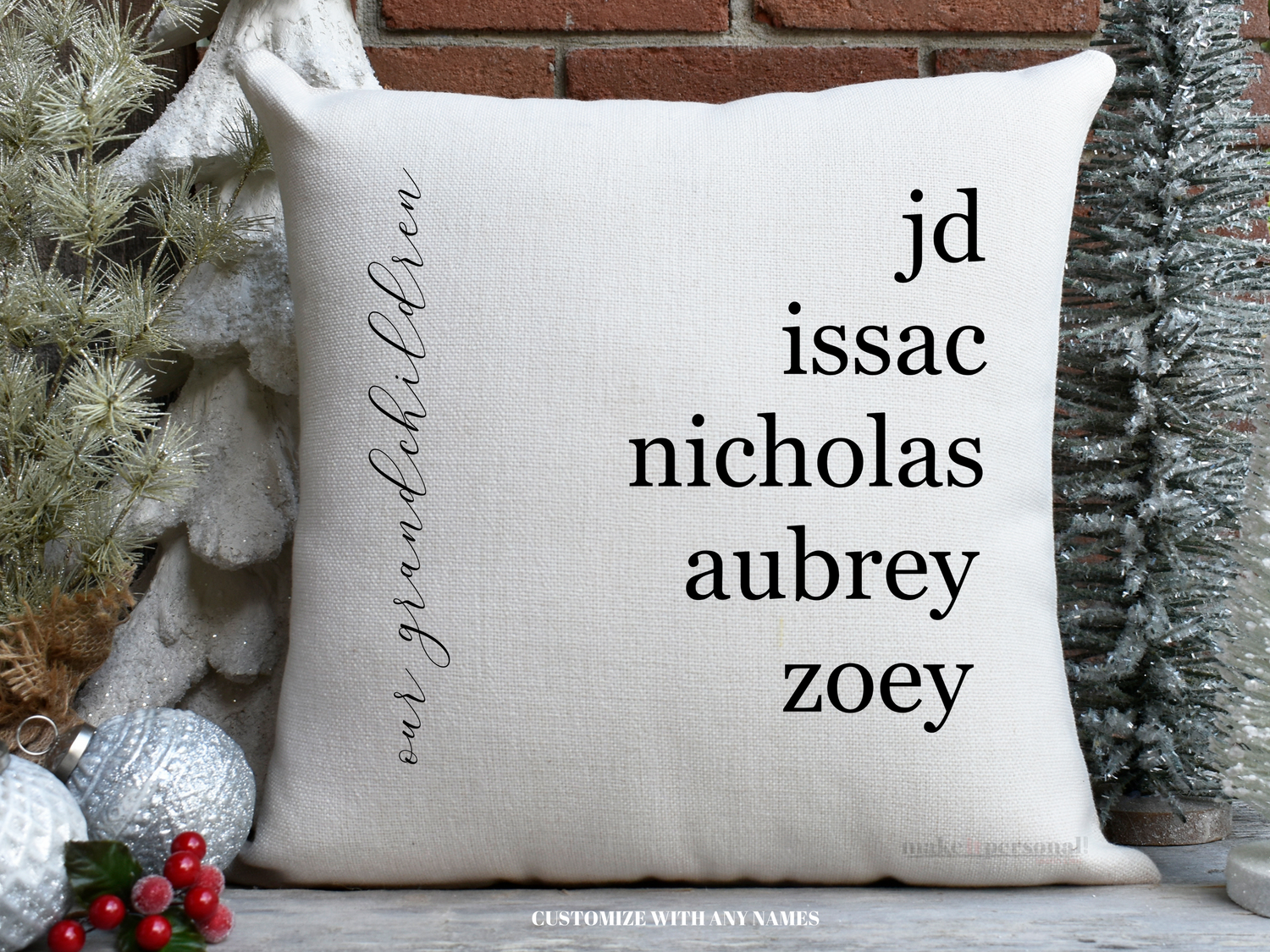 Personalized Grandkids Names Pillow Cover With Custom Names the